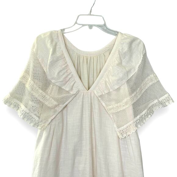 Old Navy Flutter Sleeve Shift Dress M Cream Lace Summer Coastal Cottage Coquette - Picture 9 of 15